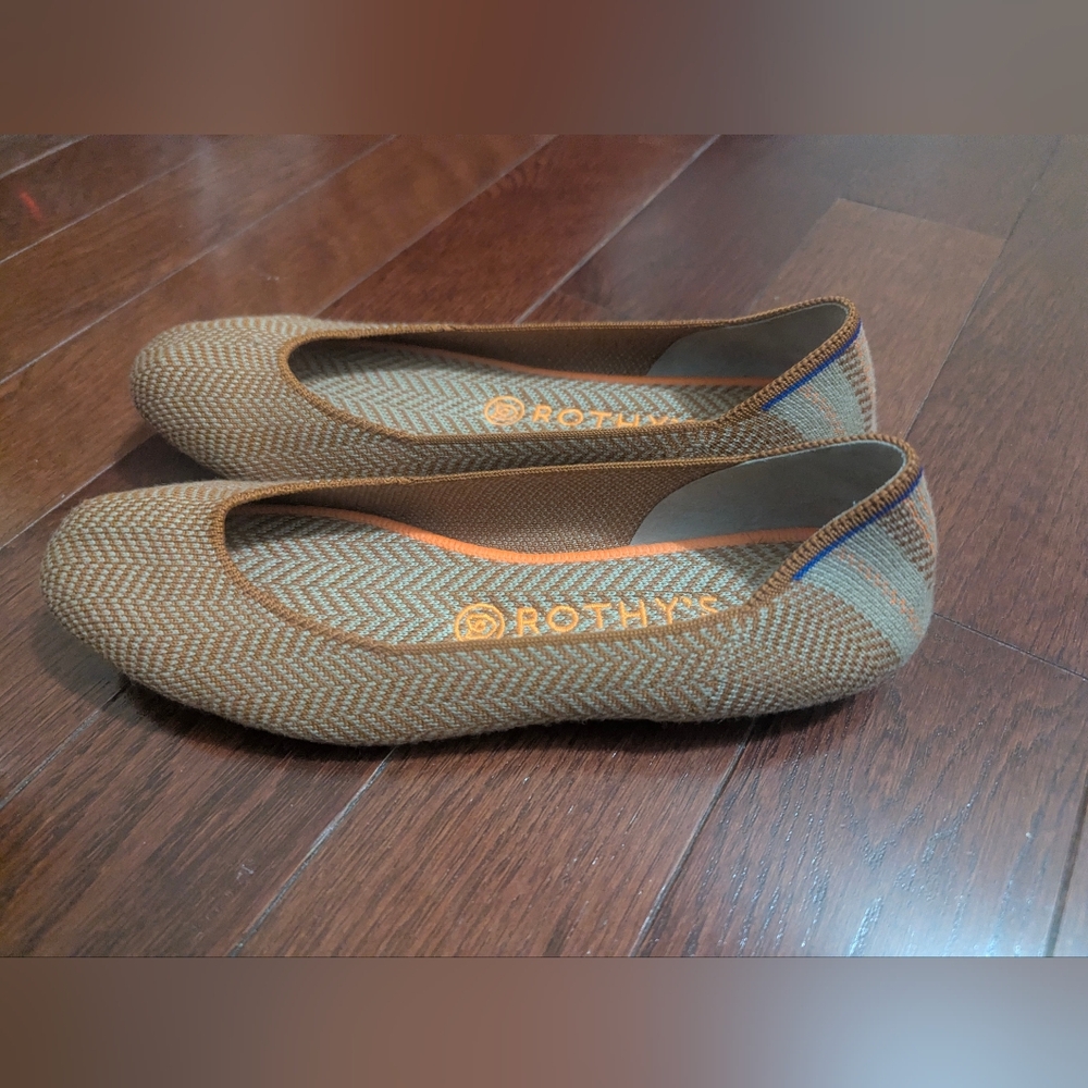 Rothy's Merino Camel Herringbone Square Flats - Picture 1 of 8